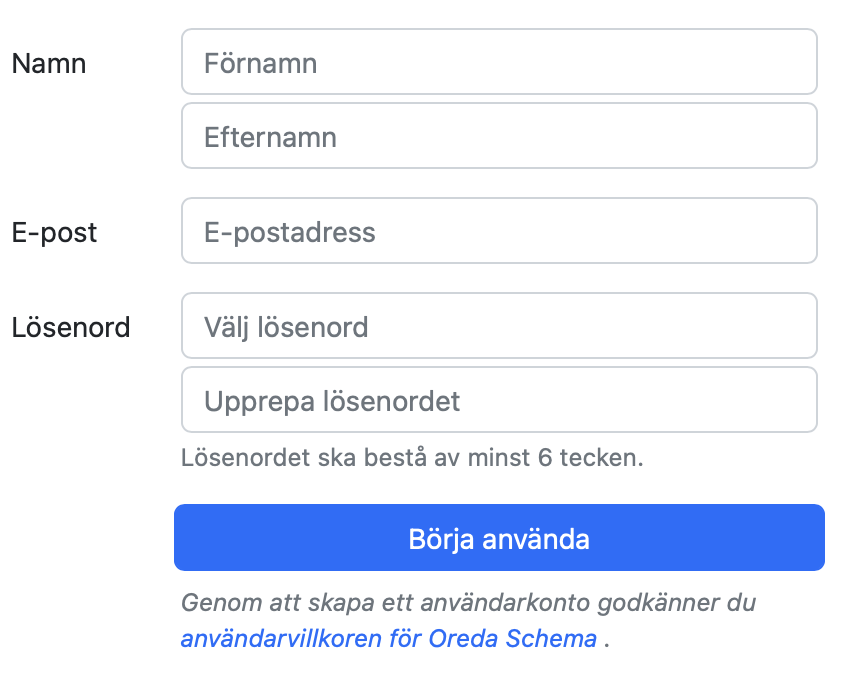Skapa konto-formulär
