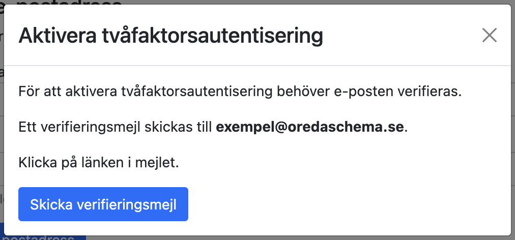 Tvåfaktorsautentisering aktivering