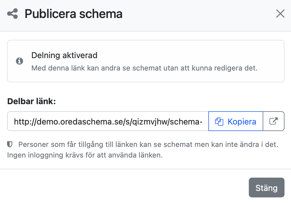 Publicera schema