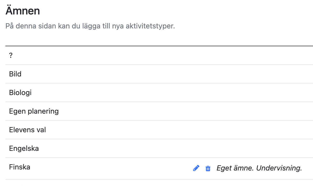 Ämneslista